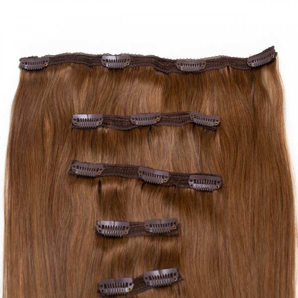 SEAMLESS1 HAIR EXTENSIONS ΤΡΕΣΑ ΜΕ ΚΛΙΠ 5 ΚΟΜΜΑΤΙΑ CARAMEL 55ΕΚ