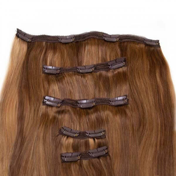 SEAMLESS1 HAIR EXTENSIONS ΤΡΕΣΑ ΜΕ ΚΛΙΠ 5 ΚΟΜΜΑΤΙΑ CARAMEL BLEND 55ΕΚ