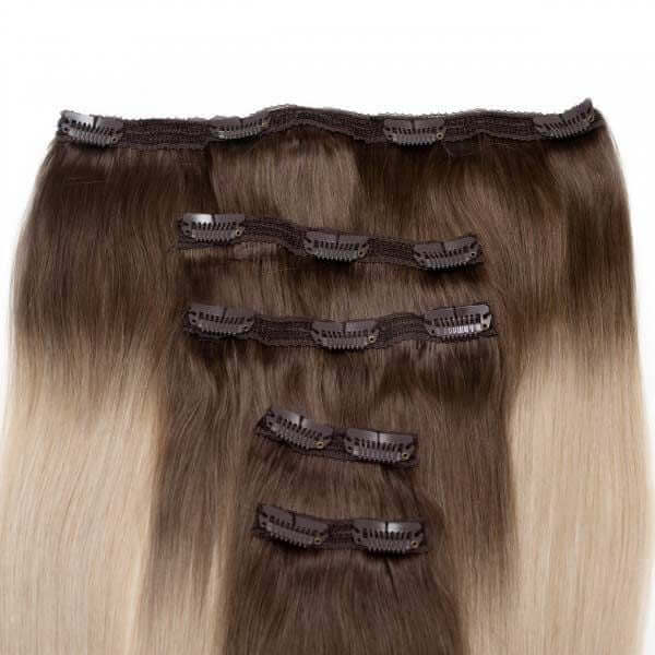 SEAMLESS1 HAIR EXTENSIONS ΤΡΕΣΑ ΜΕ ΚΛΙΠ 5 ΚΟΜΜΑΤΙΑ COFFEE N CREAM 55ΕΚ