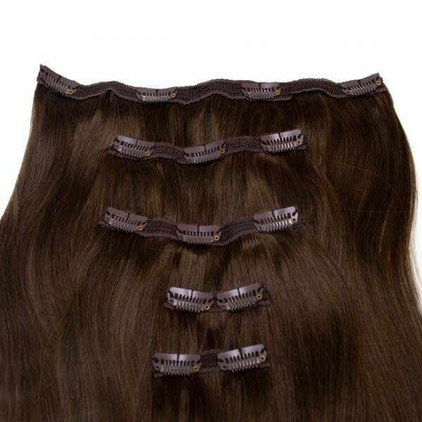 SEAMLESS1 HAIR EXTENSIONS ΤΡΕΣΑ ΜΕ ΚΛΙΠ 5 ΚΟΜΜΑΤΙΑ ESPRESSO 55ΕΚ